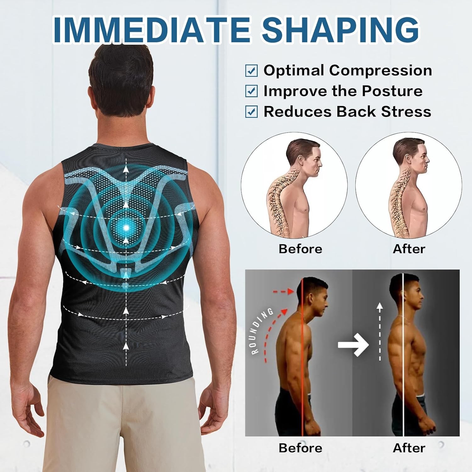 Singlets for Men Shaper Tank Top Compression Sleeveless Sports Muscle Tee Shirt gallery