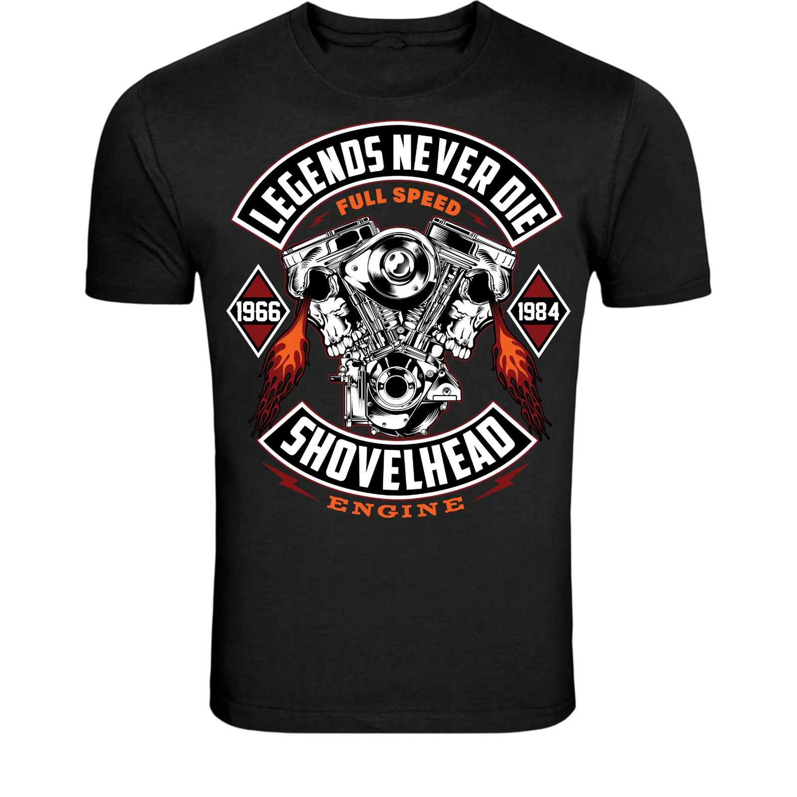 Legends Never Die Shovelhead Engine T-Shirt - Vintage Biker gallery