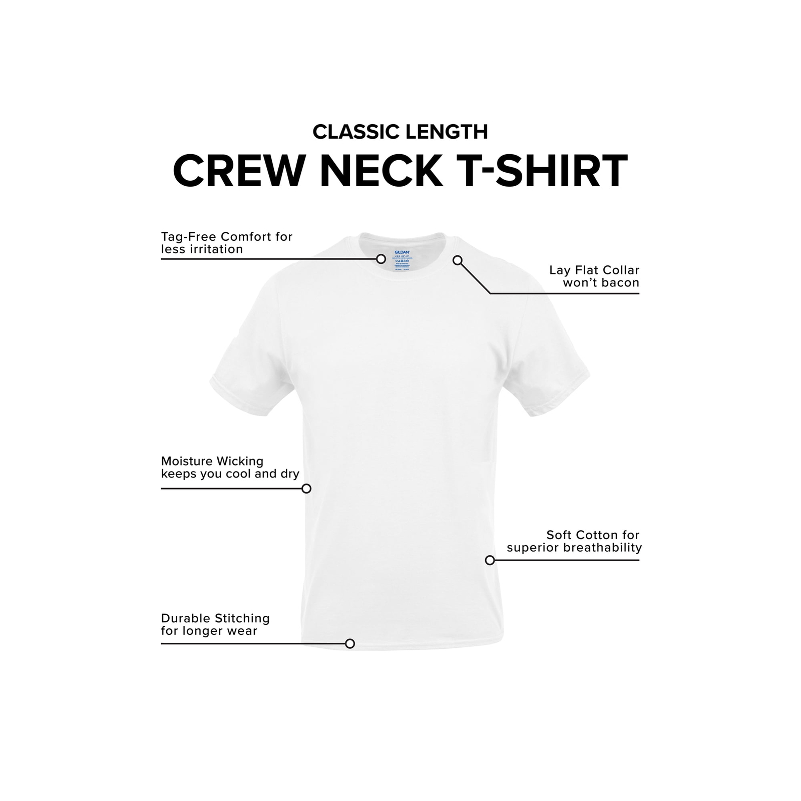 Gildan Men's 10 Pack Short Sleeve Crew T-Shirt White Size Medium NEW gallery