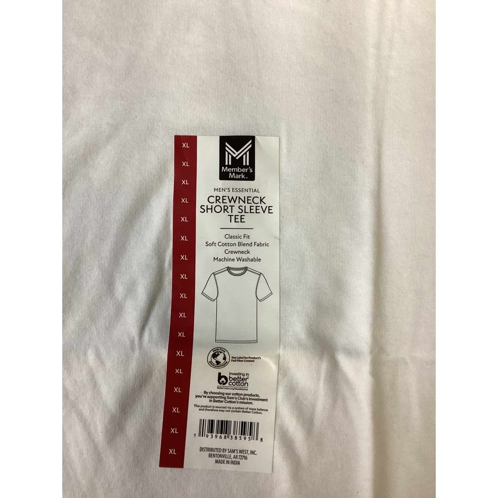 Members Mark Mens Essential Crewneck Short Sleeve Tee White XL MM22170 NWT gallery
