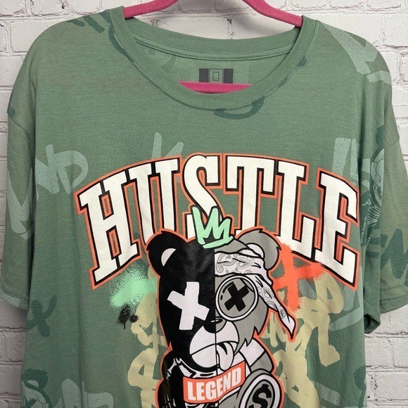 Hustle Legend creepy bear graphic tee men's size 3XL retro streetwear rare gallery