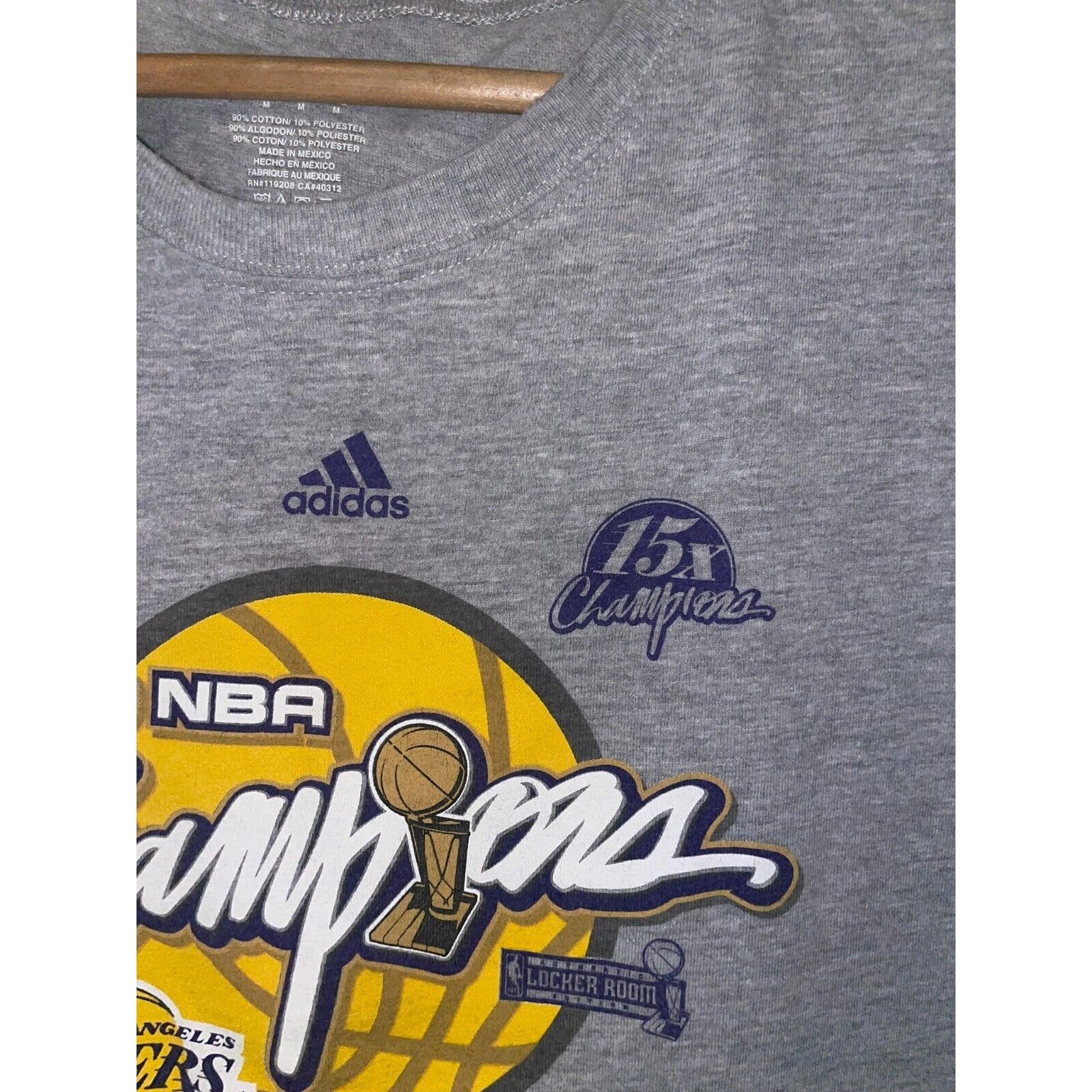 2009 NBA Champions Los Angeles Lakers Shirt Gray Tee Adidas 2000s M Medium gallery