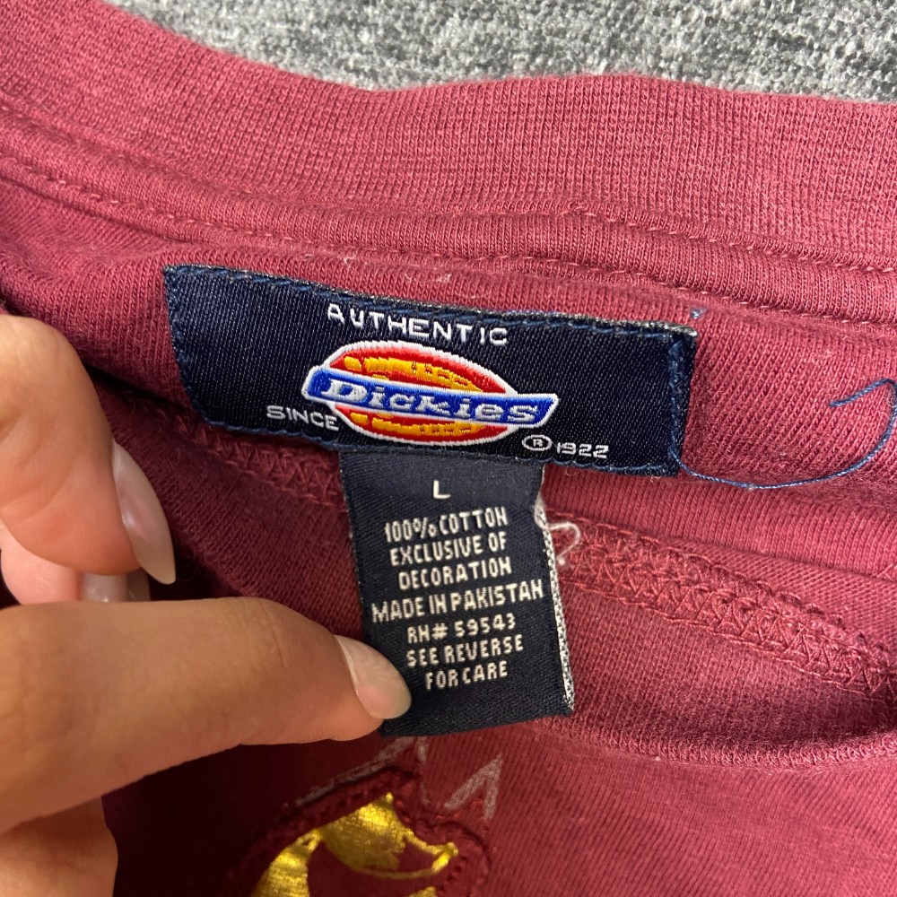 Dickies Authentic T Shirt Mens Large Burgundy Cotton Non Stretch Graphic Print gallery