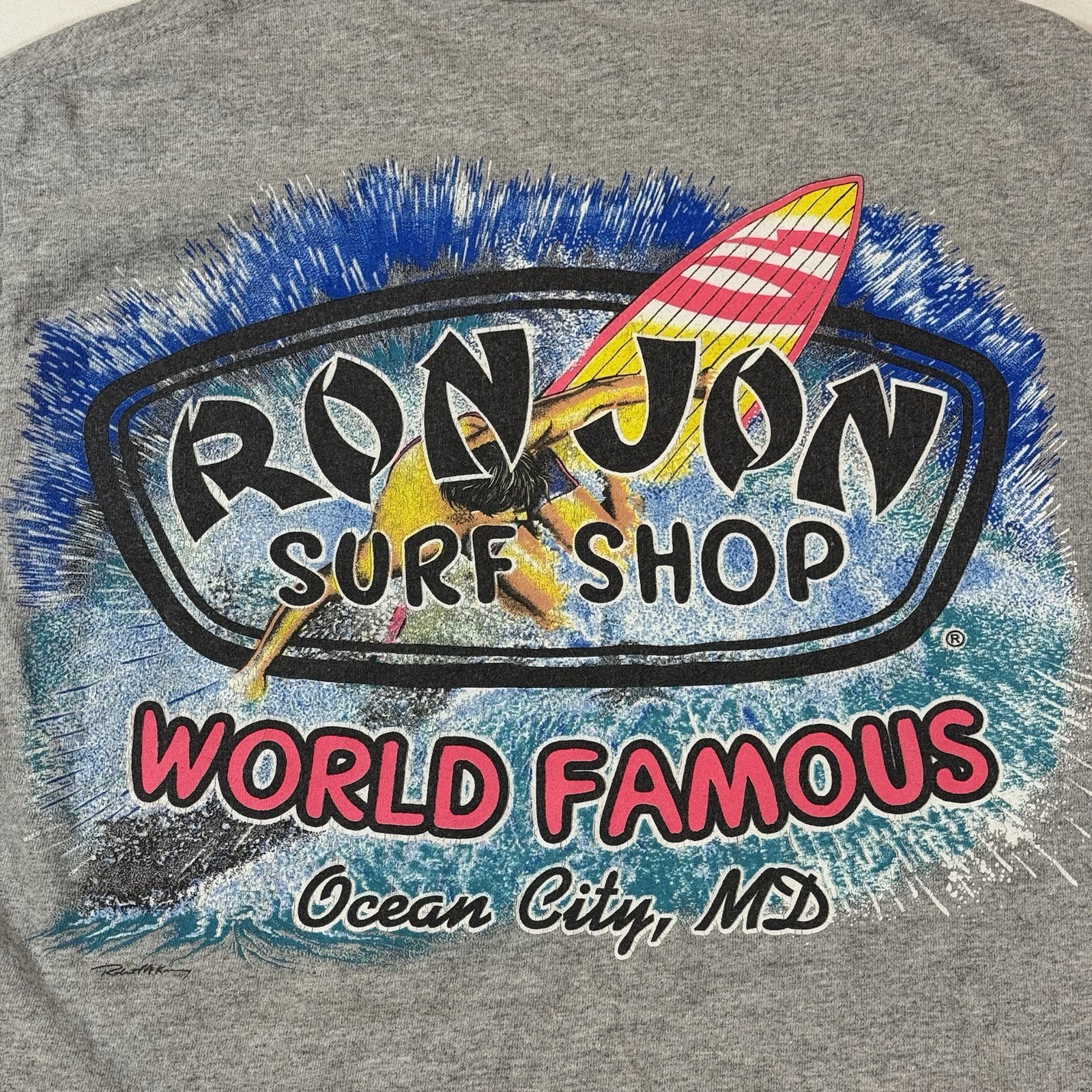 Ron Jon Surf Shop Ocean City Maryland Small Mens Gray Graphic Logo Tshirt gallery