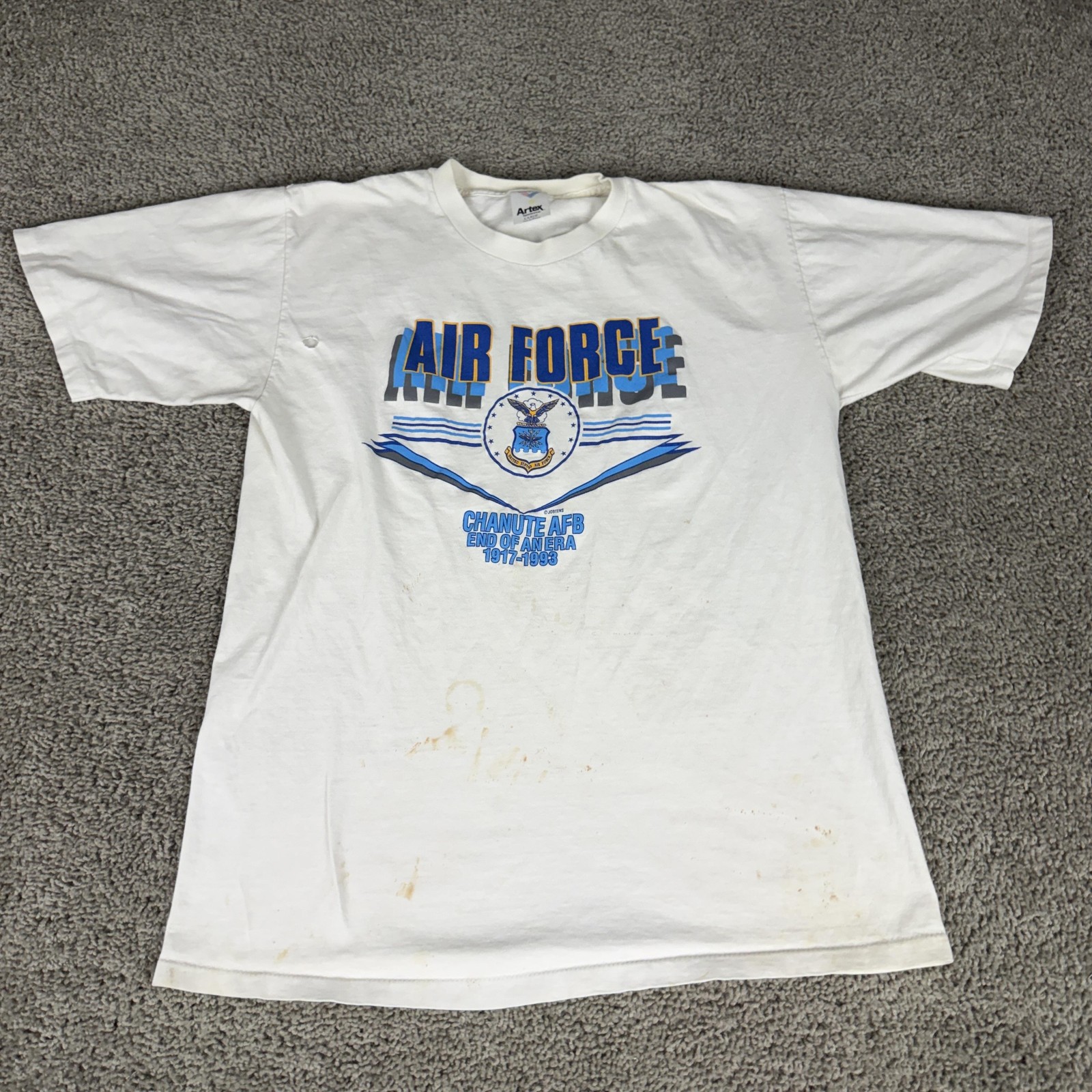 Vintage Artex Air Force Chanute AFB Shirt Mens Large White Graphic 1993 90s gallery