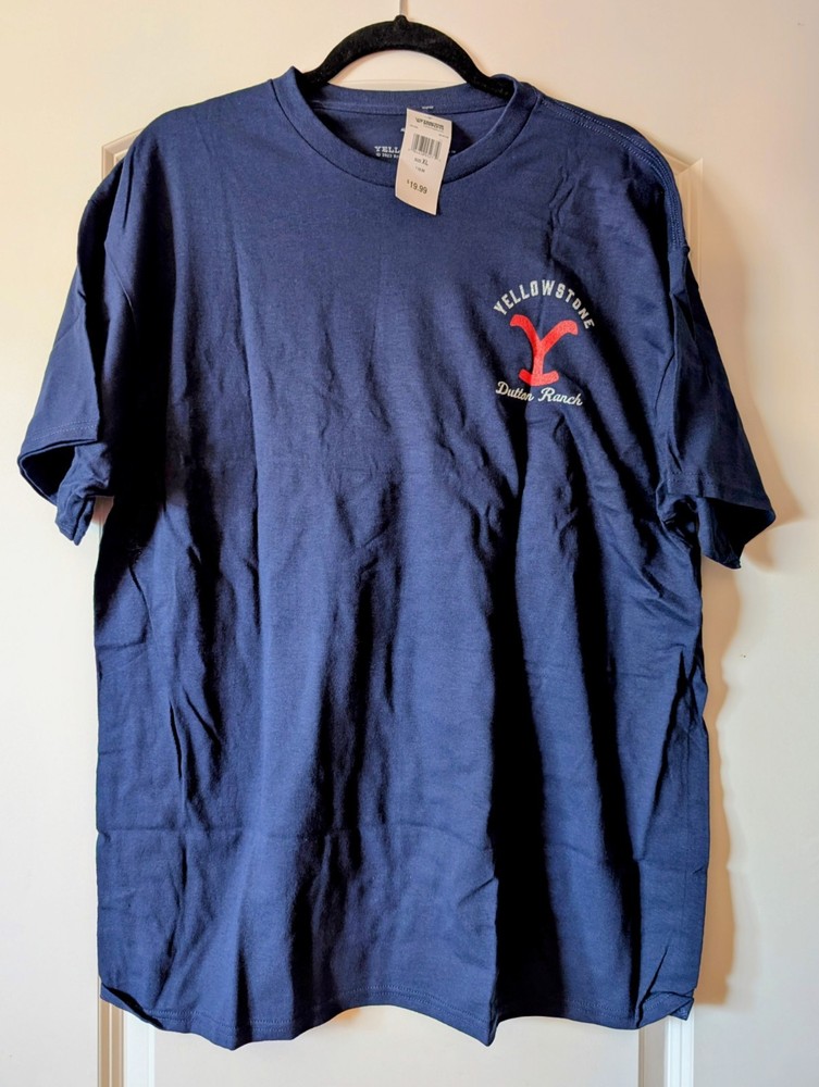 Yellowstone Double-Sided Dutton Ranch Graphic Tee Blue XL Cotton Crew Neck