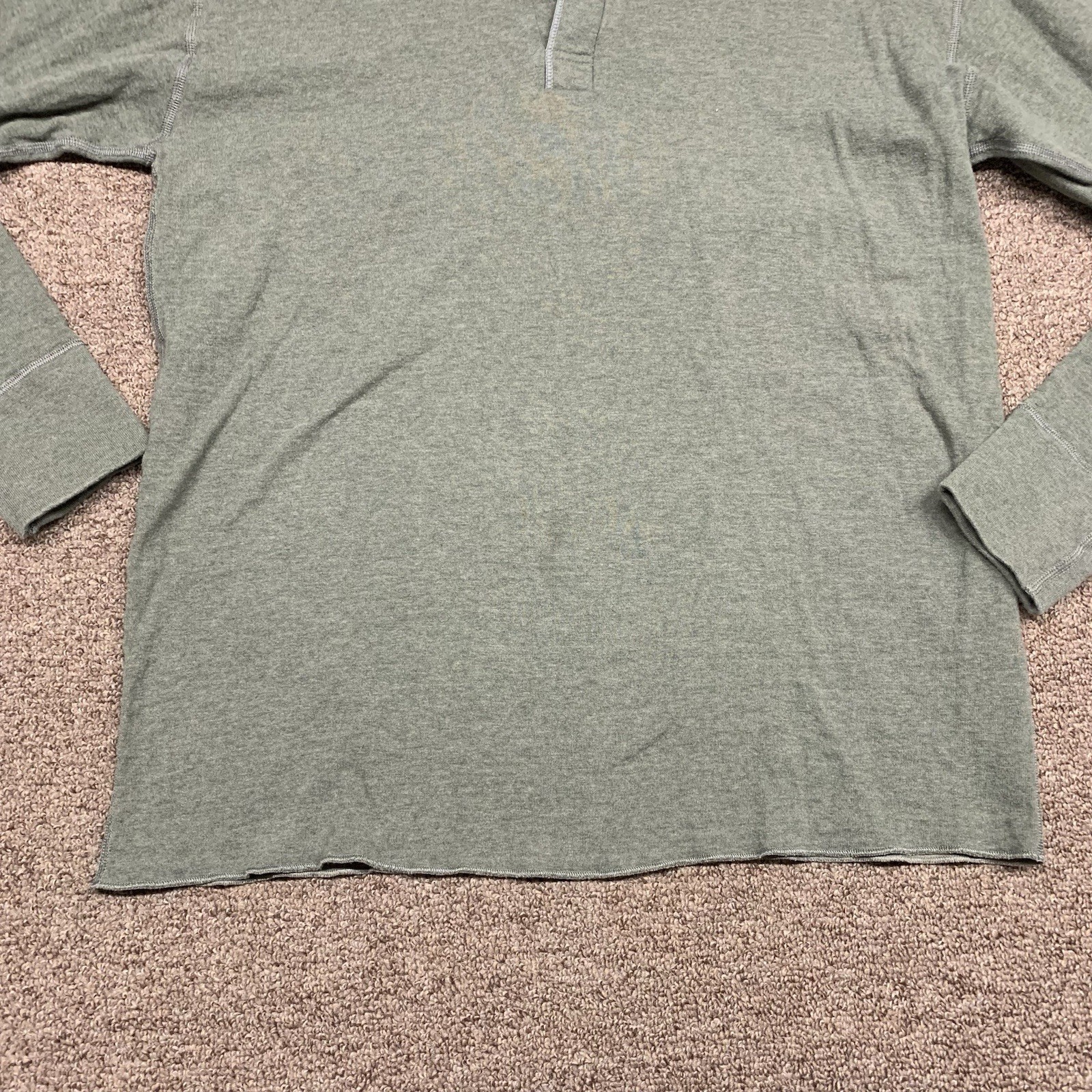 L.L.Bean Henley Shirt Mens Large Tall River Driver Green Long Sleeve Wool Blend gallery