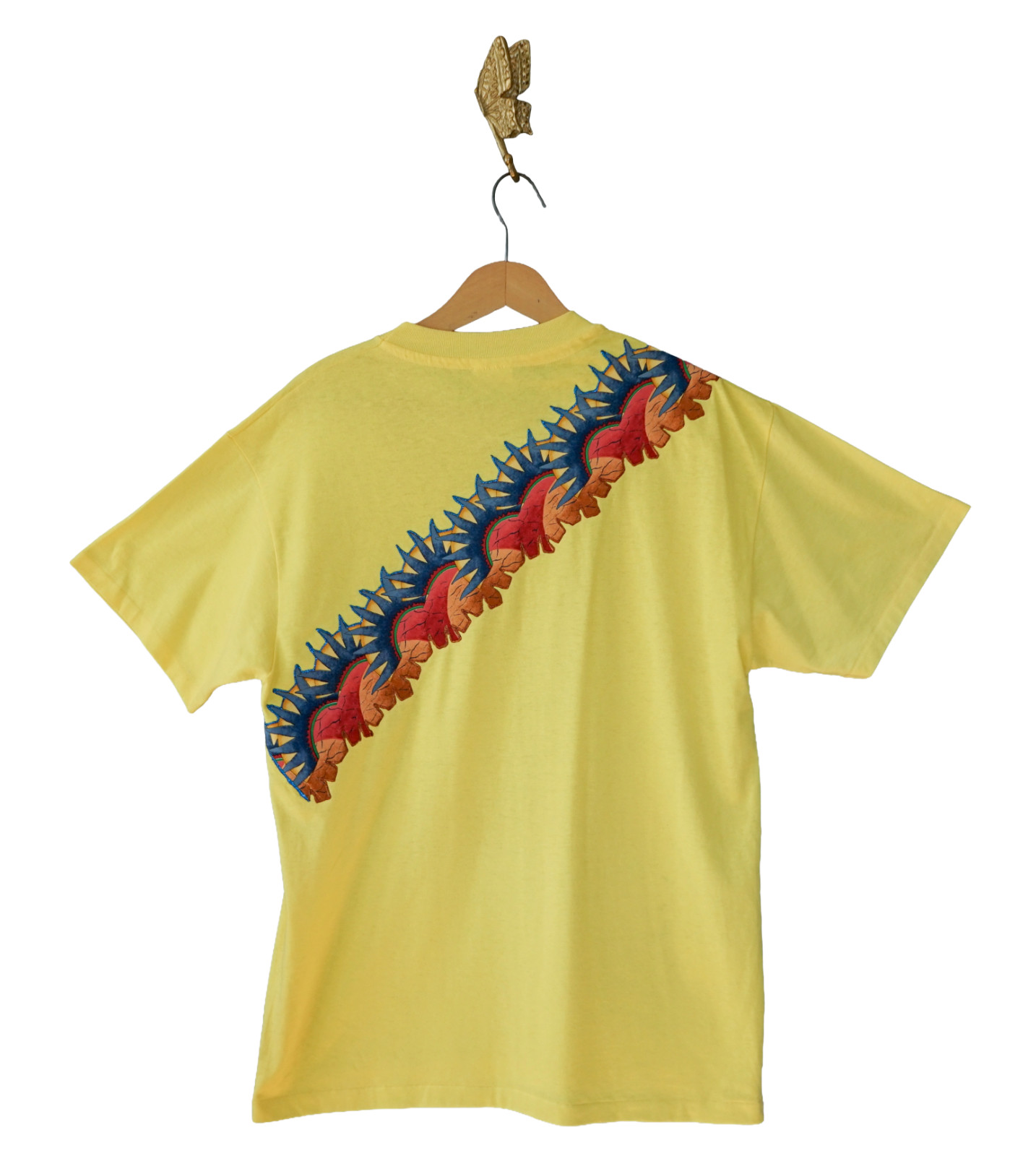 Vtg 90s Hanes Glitter Iron On Aztec Sun Graphic Tee L Single Stitch Southwest gallery