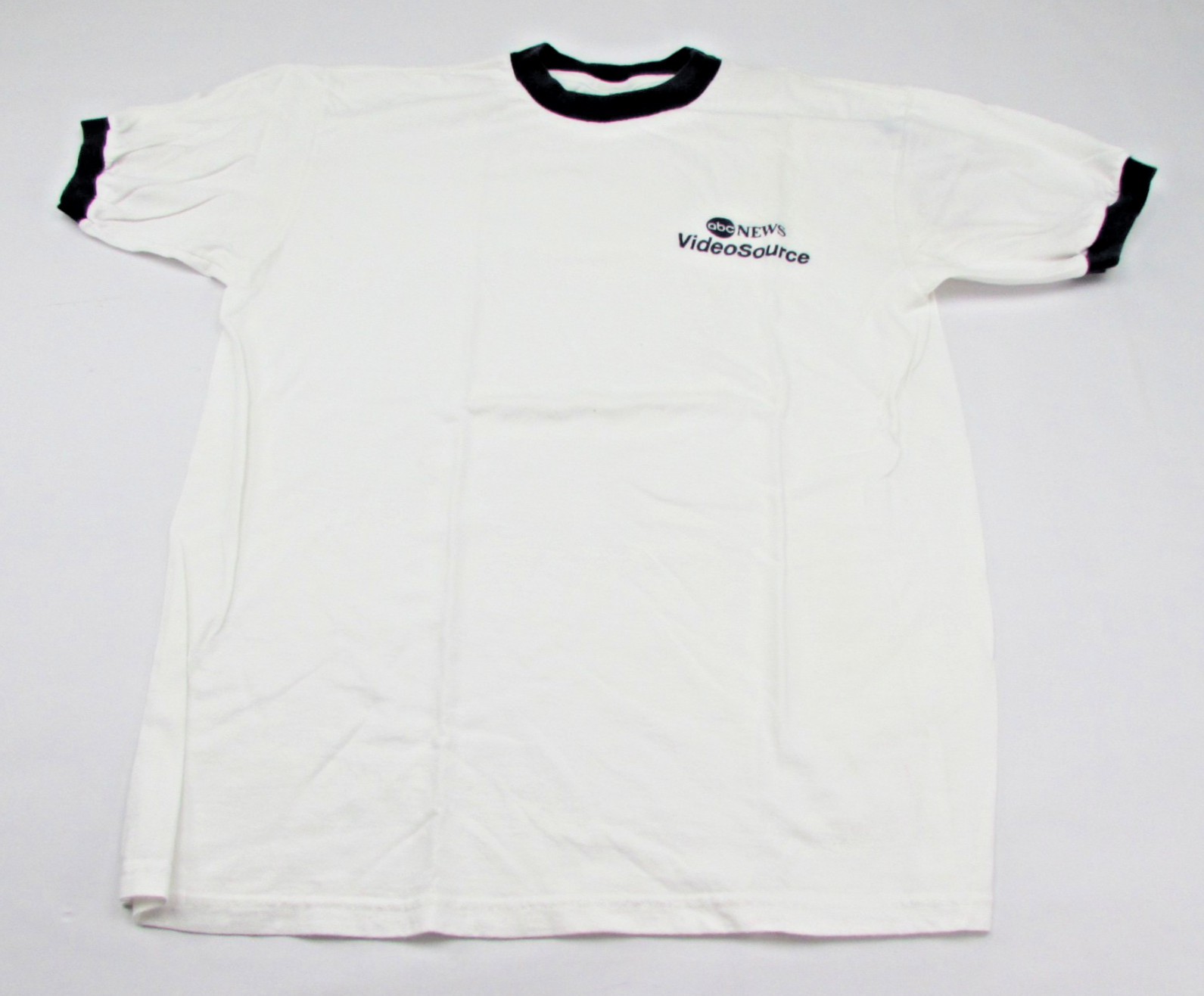 Vintage ABC News VideoSource Ringer T-Shirt Anvil Large 100% Cotton USA Fabric