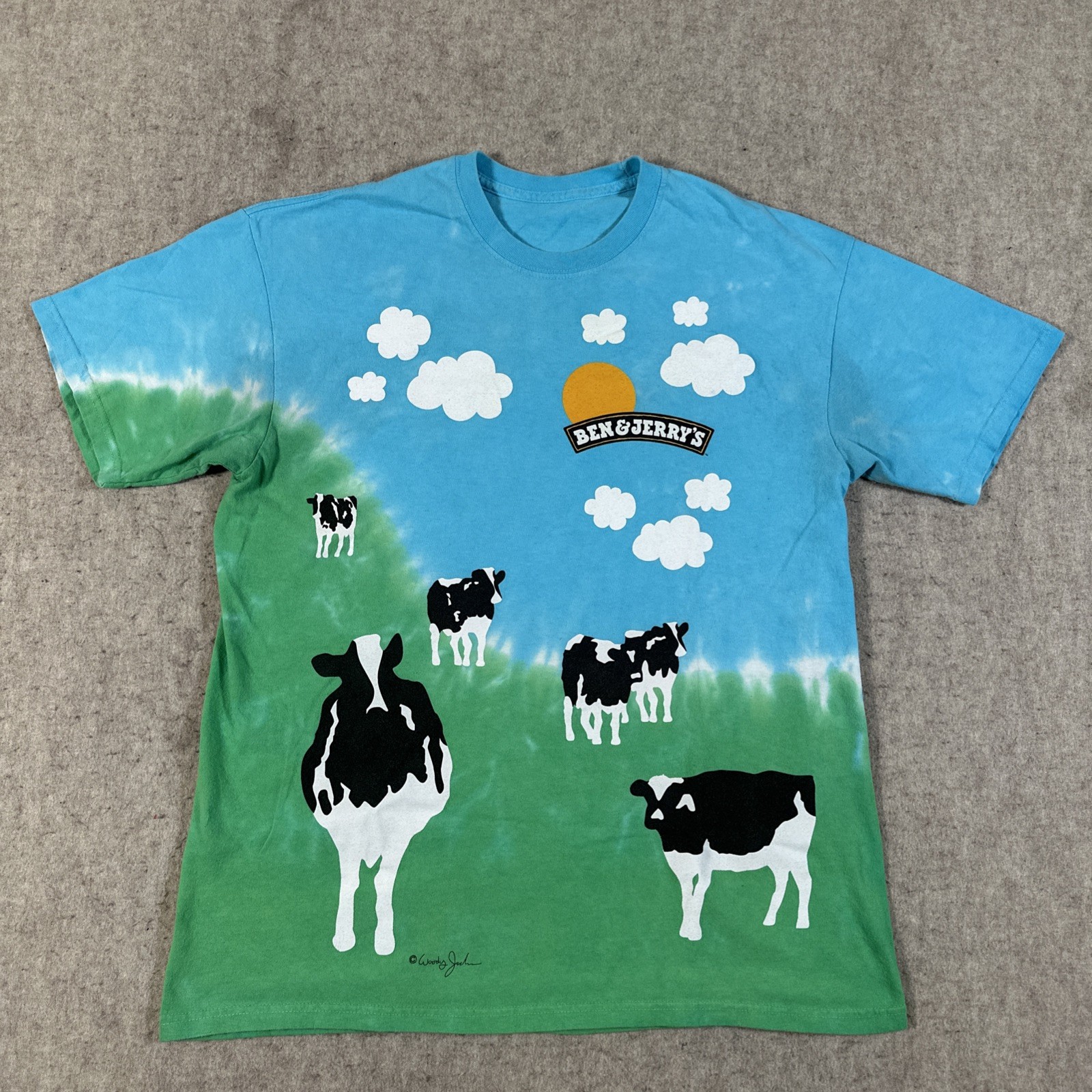 BEN & JERRY’S Shirt Large? EUPHORIA Y2K Ice Cream Yogurt Woody Jackson Blue