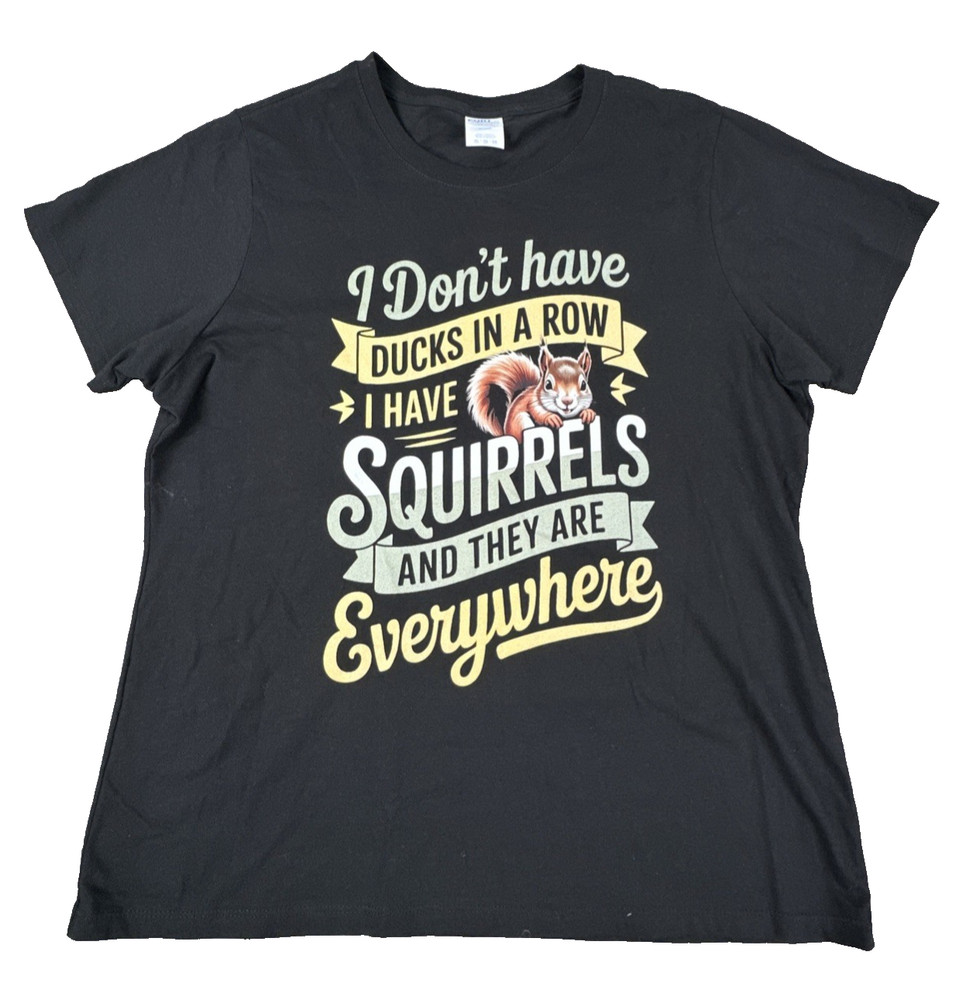 Port & Company Squirrels Everywhere Graphic T-Shirt Men’s XL Black Funny