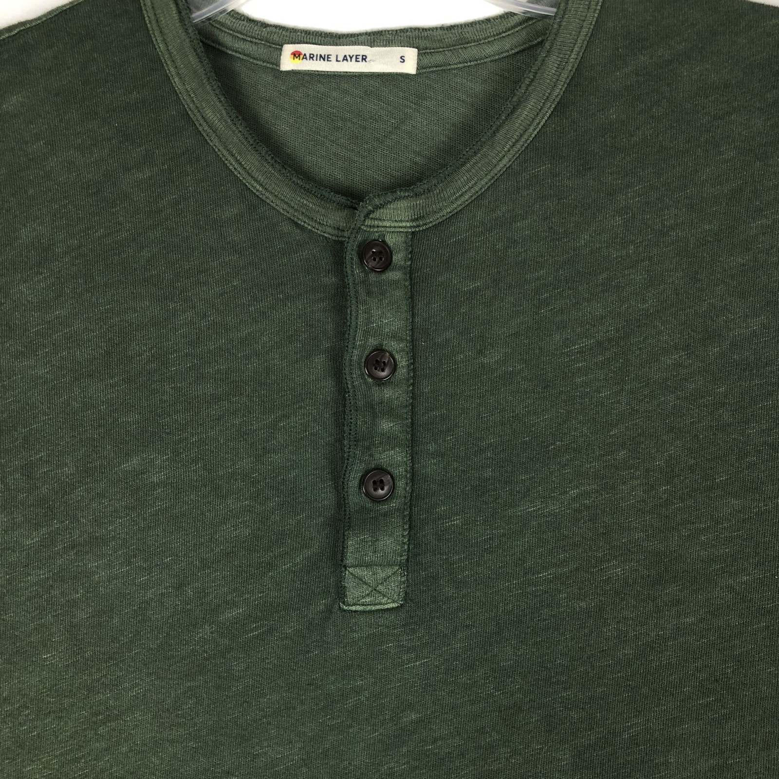 Marine Layer Henley Shirt Men S Olive Green Short Sleeve Hemp Cotton Casual Tee gallery
