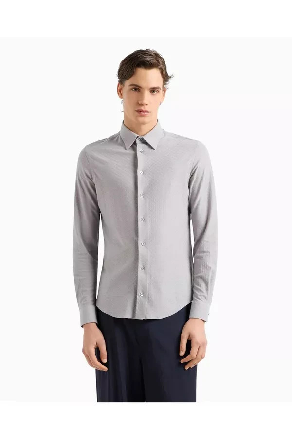 Mens Shirt New Authentic Emporio Armani Size L Gray Soft