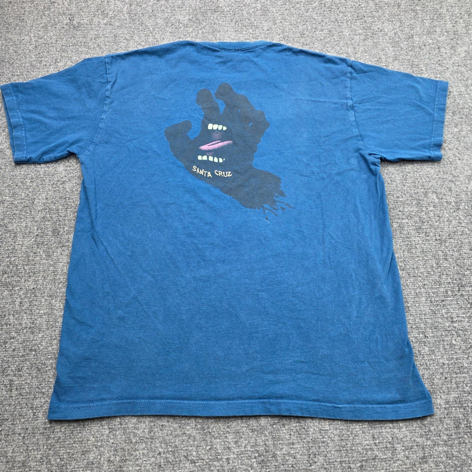 Men's Large Santa Cruz Skateboards Screaming Hand Blue T-Shirt NHS Jim Phillips gallery