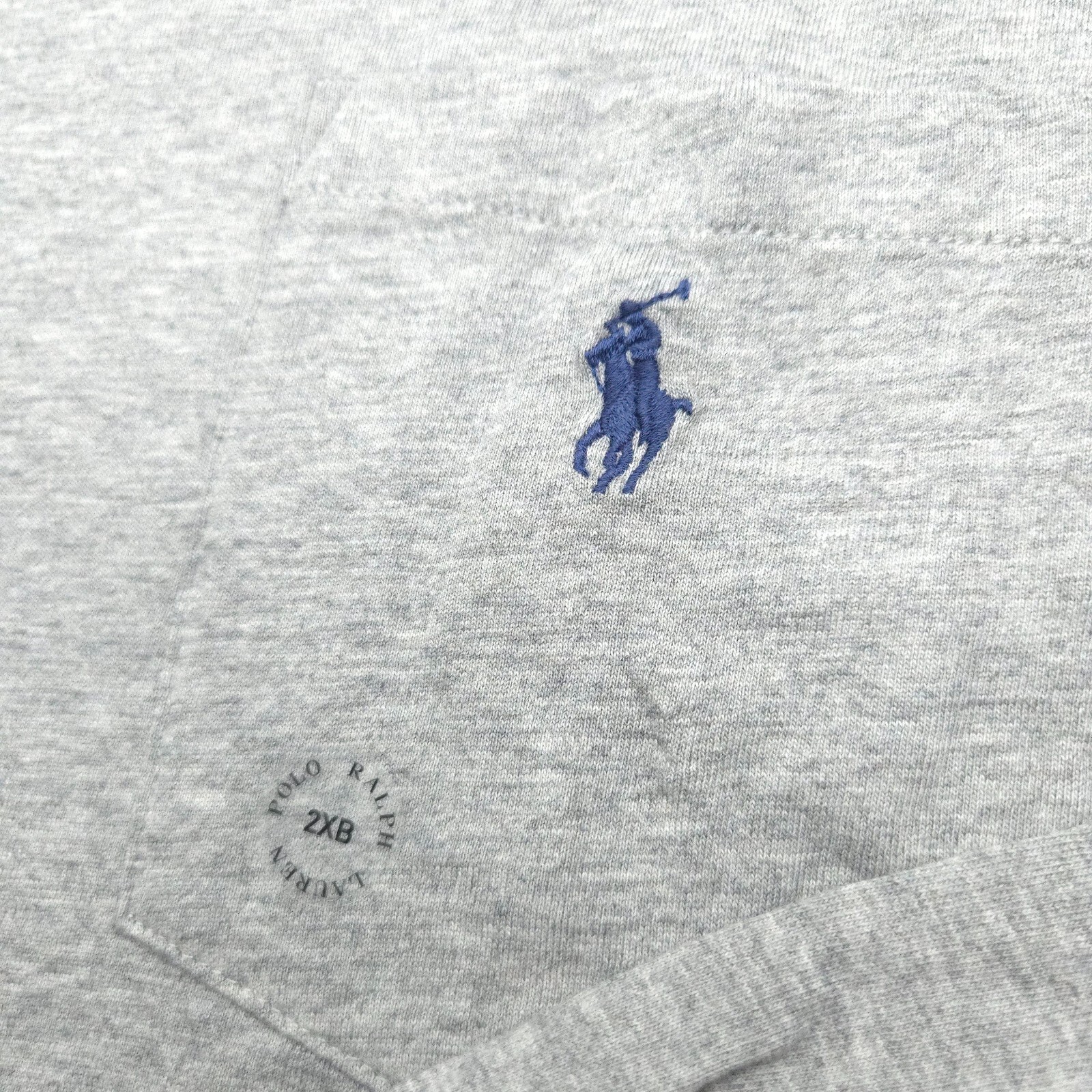 POLO RALPH LAUREN CREW T-SHIRT -2XB BIG XXL GRAY -LONG SLEEVE POCKET -BLUE PONY gallery