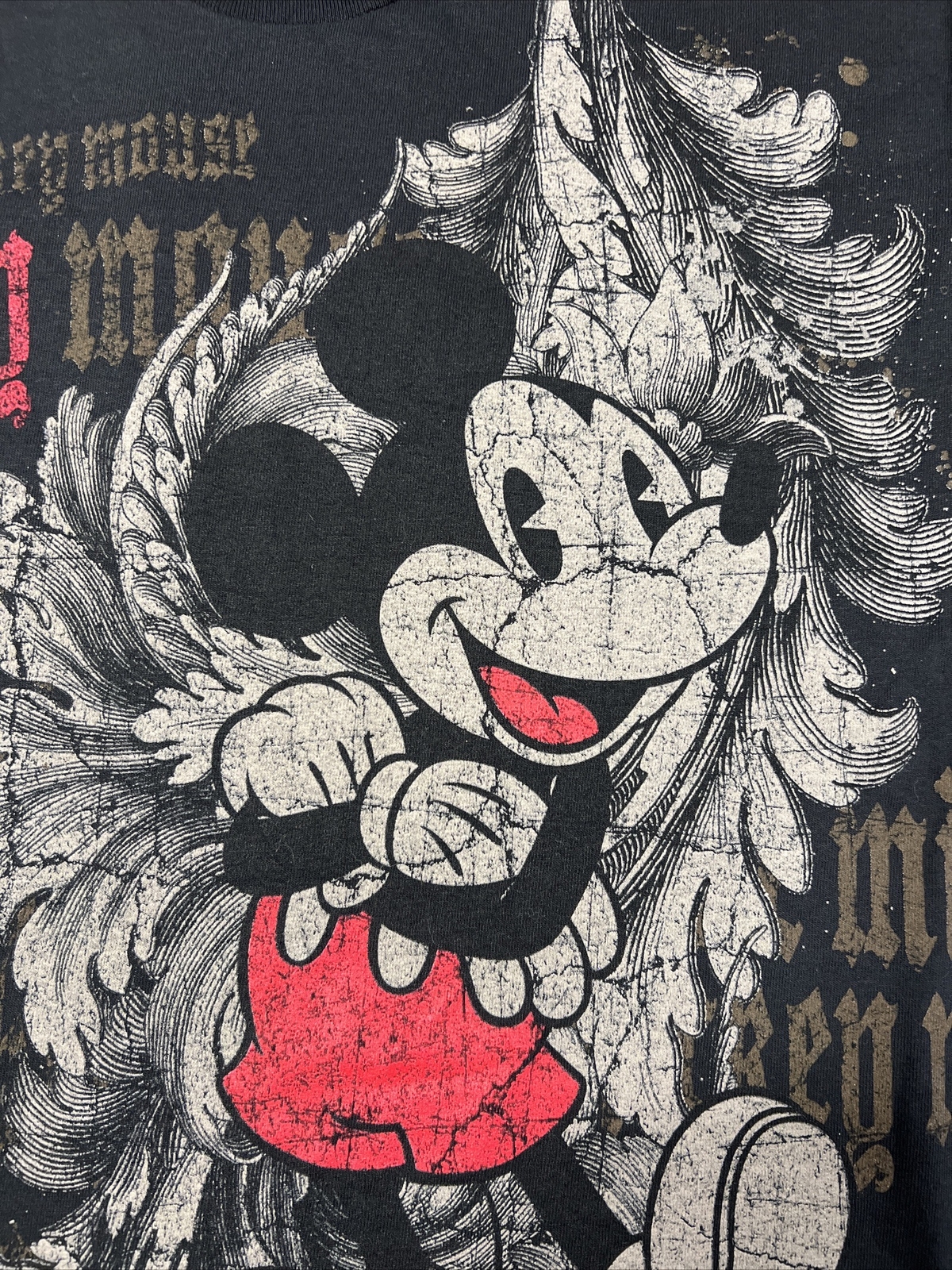 LG Disney Mickey Mouse Full Print Graphic Tee Shirt Black All Over Front Print gallery