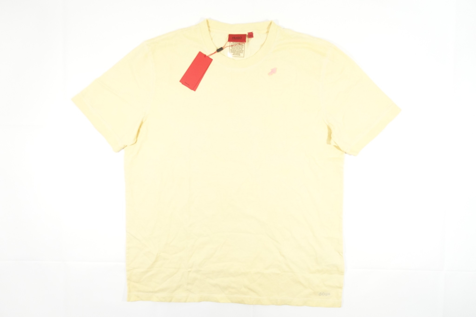 HUGO BOSS DAUBER202 2XL PALE YELLOW PASTEL EMBROIDERED TEE TSHIRT DEFECT