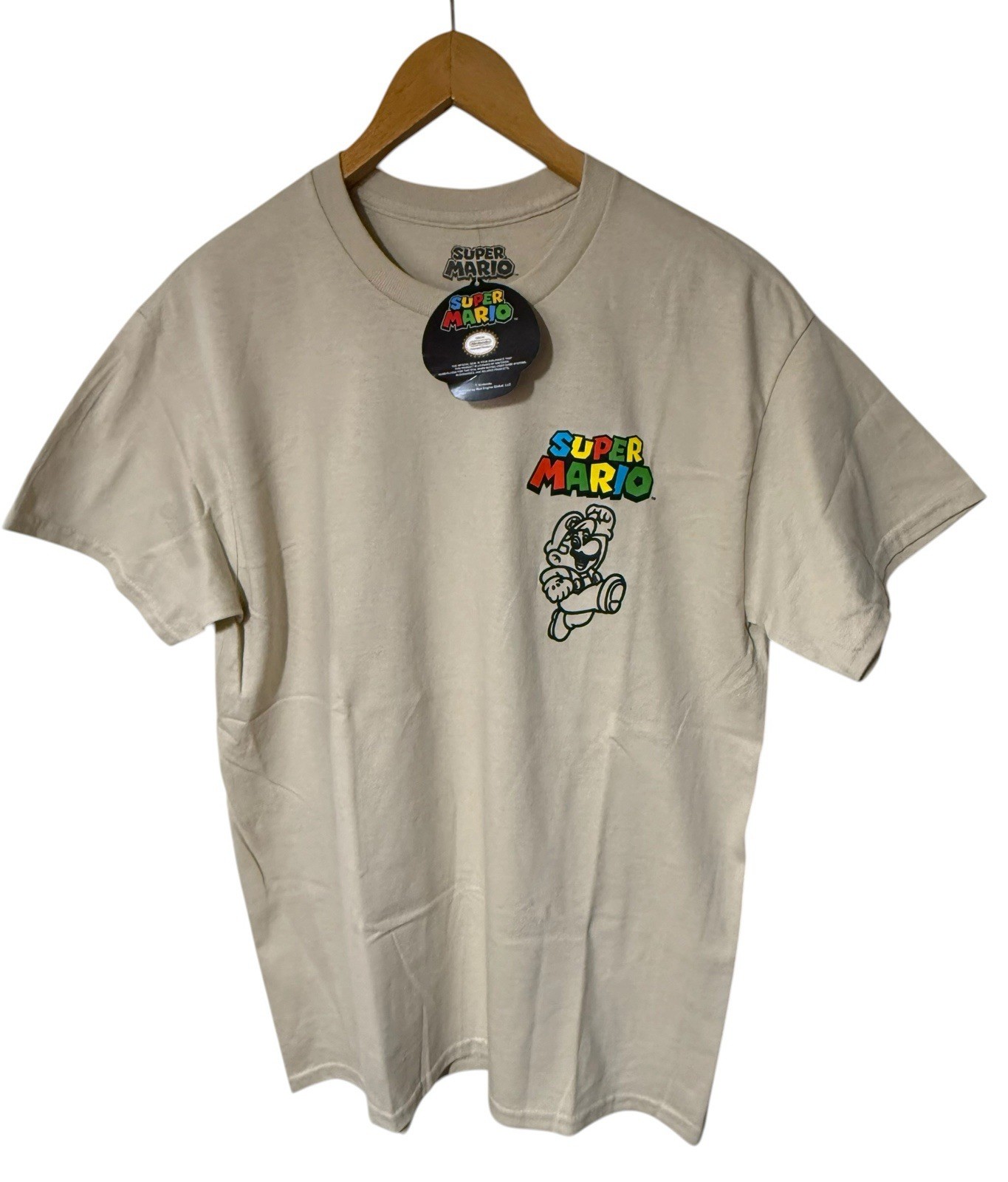 Super Mario Seven Times Six Tshirt Men’s Sz M Tan Short Sleeve sketch graphic