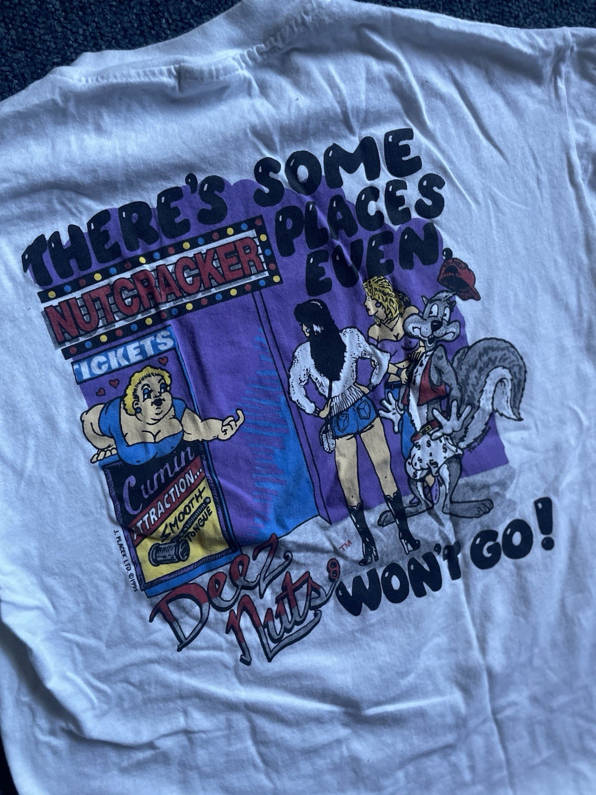 Vintage 90s Deez Nuts Funny Men’s White Shirt Sz Large Comic Big Johnson Style gallery