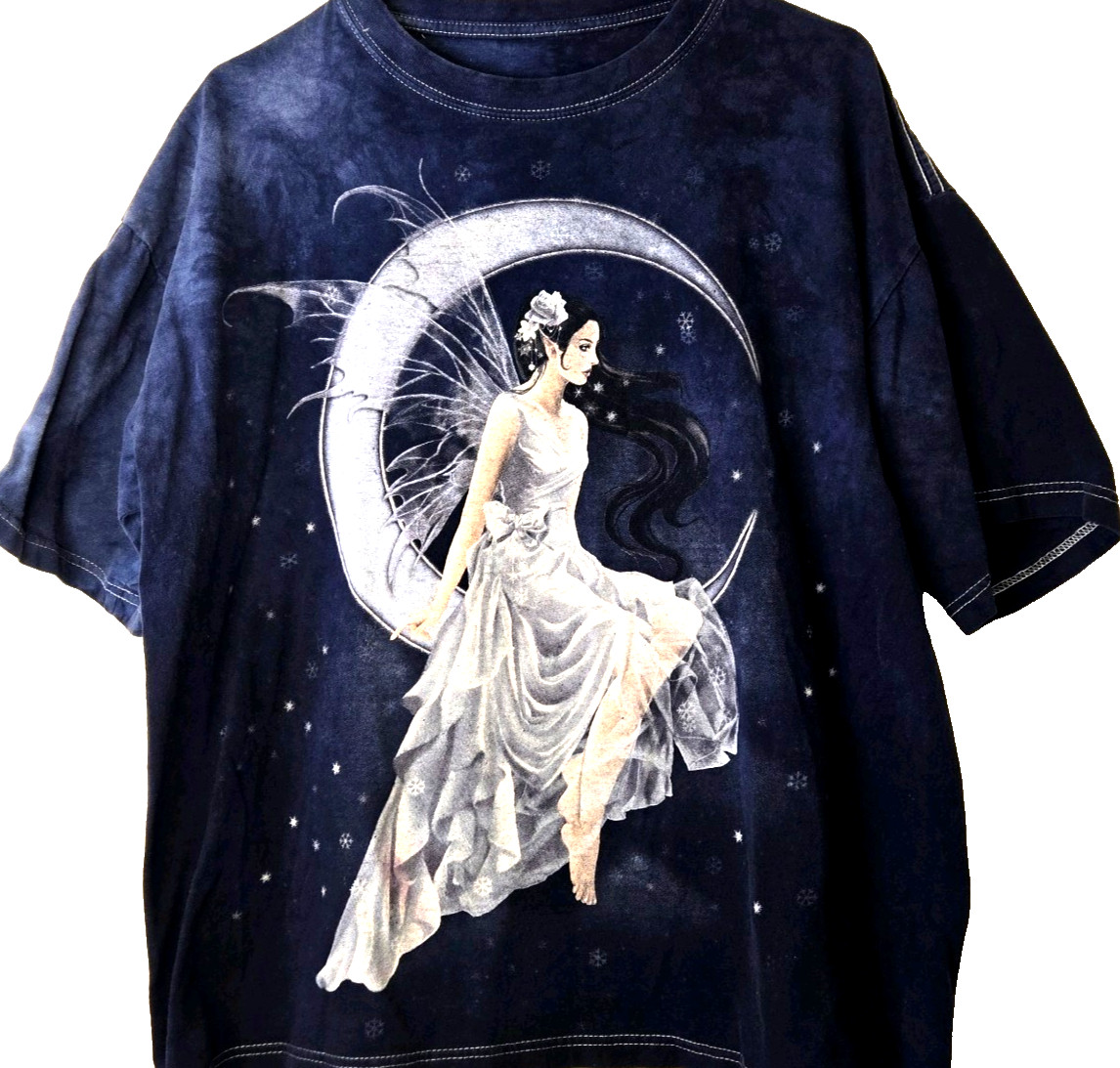 VTG The Mountain Moon Fairy Elf T-shirt Adult 2X Blue Tie-Dye Pixie Fairycore