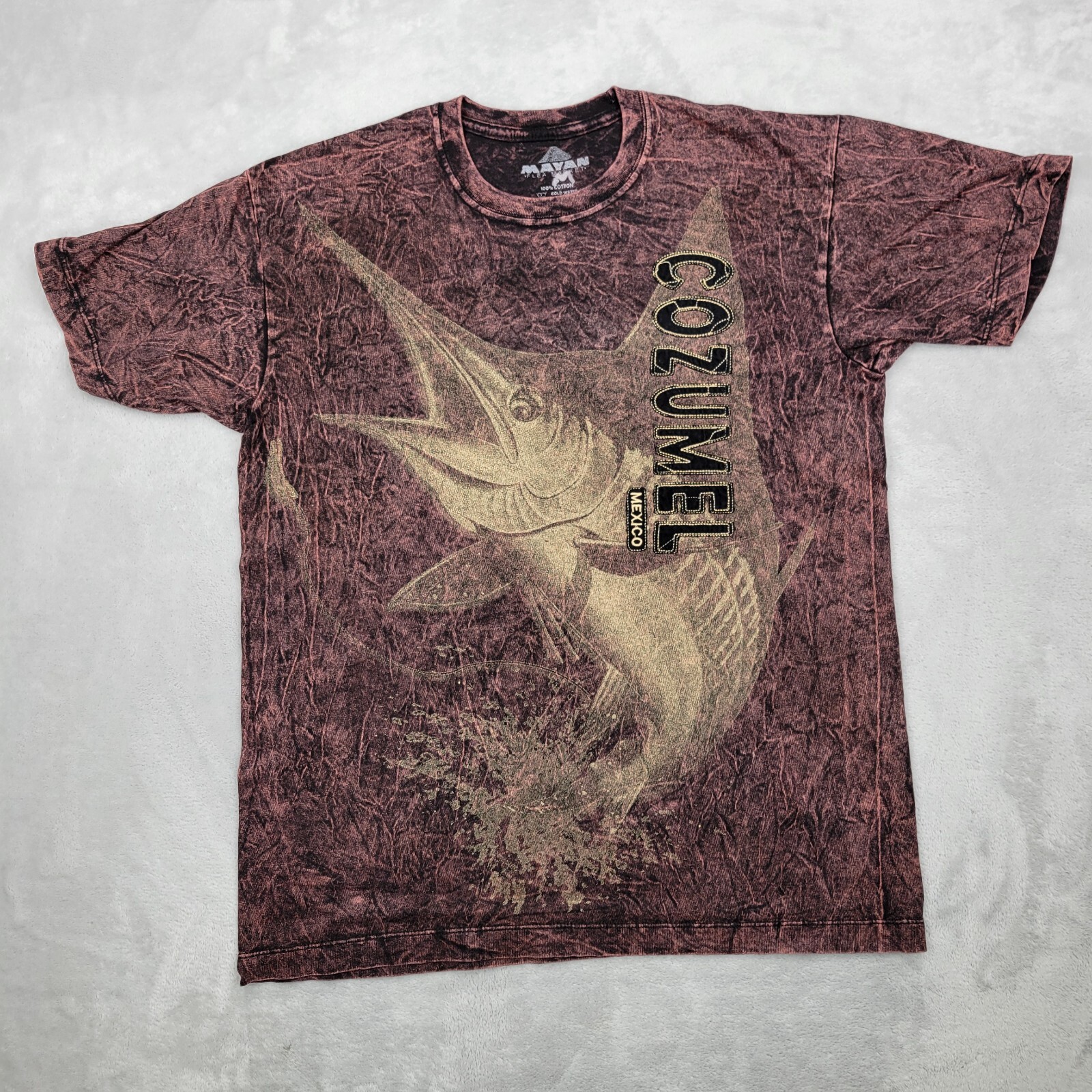 Vintage Cozumel Shirt Mens Medium Tie Dyed Mexico Marlin Sword Fish Resort Adult