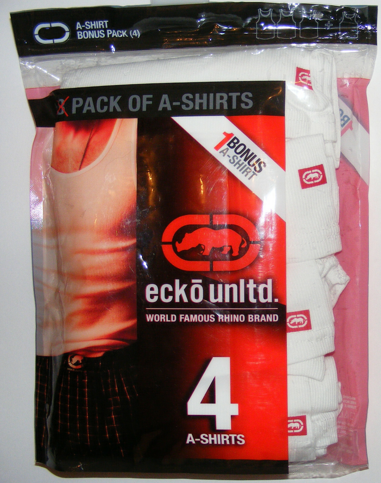 4 Pack Men's A Shirts Size S Cotton Pre-Shrunck Long Length Ecko Rhino $40 gallery