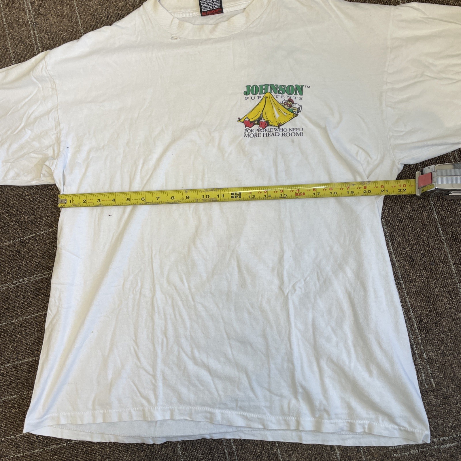 Vintage 90s BIG JOHNSON Pup Tents T-Shirt Single Stitch Camping Distressed gallery