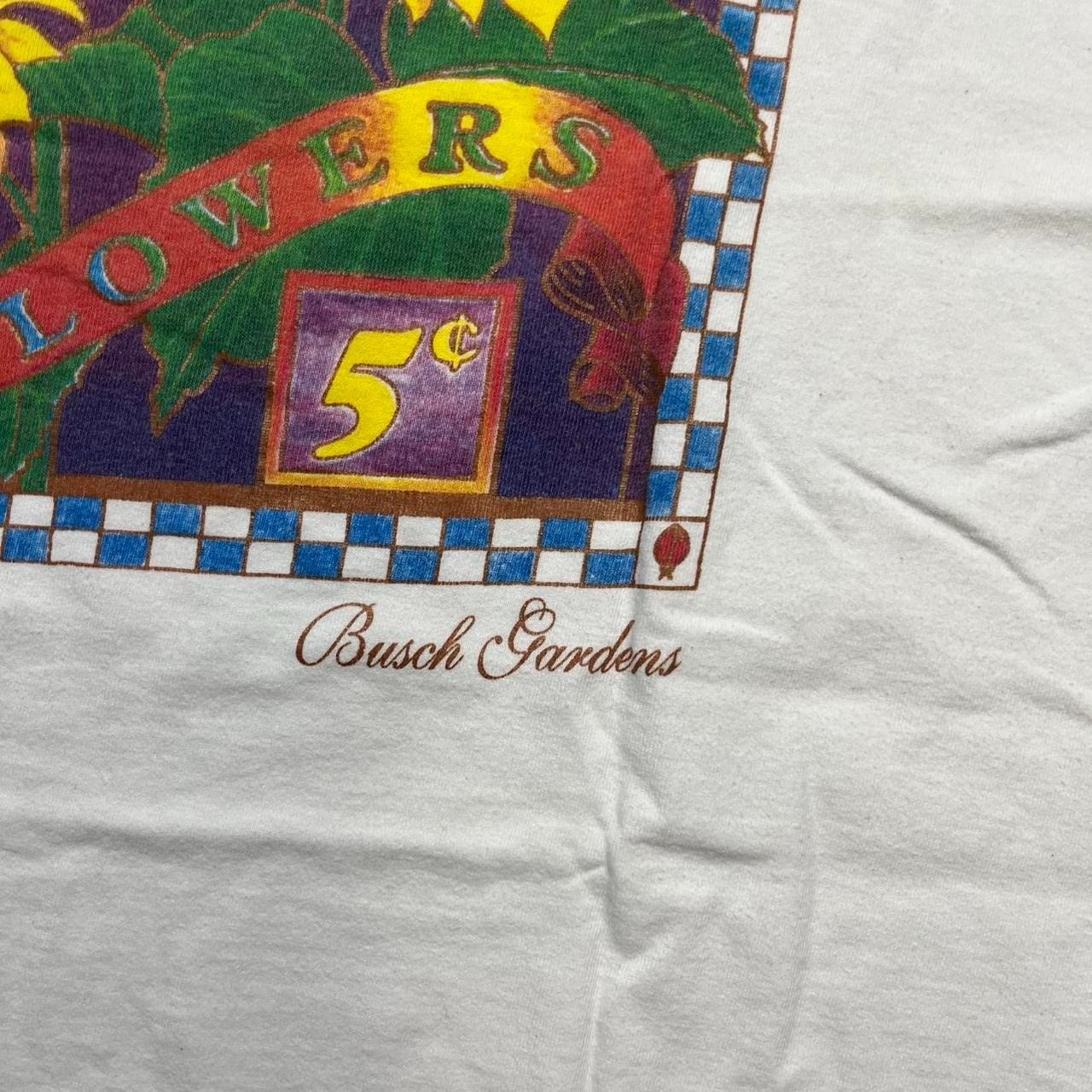 Vintage 90s Busch Gardens Sunflower T-Shirt White Medium Made in USA Nature Art gallery