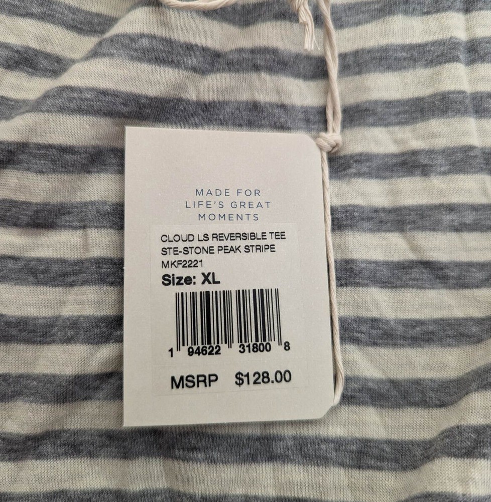 Faherty Men’s Cloud Reversible Stone Peak Stripe Tee Shirt Size XL Pima Cotton