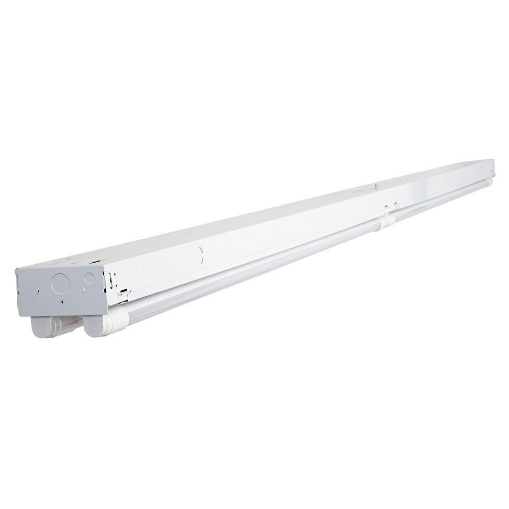 8 Ft. 14-Watt 4-Light White Industrial LED White Strip Light Fixture With T8