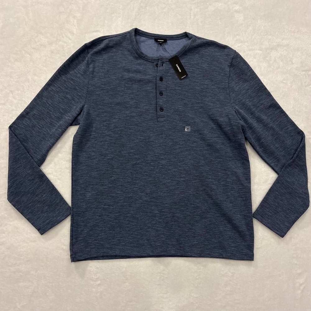 NWT ($58) Express Blue Long Sleeve Henley Shirt Men’s Size M
