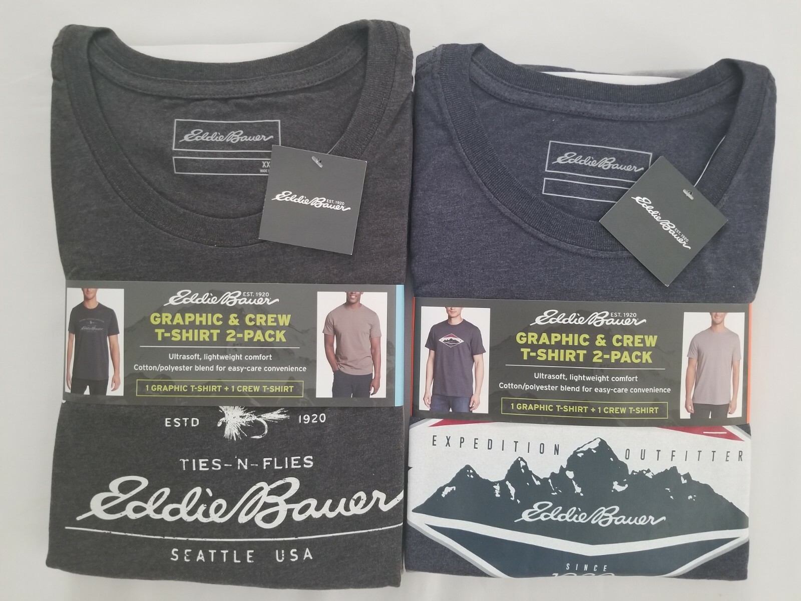 NEW Eddie Bauer Men's 2-Pack Ultra Soft Graphic Crew Tee T-Shirts Great Gift NWT gallery