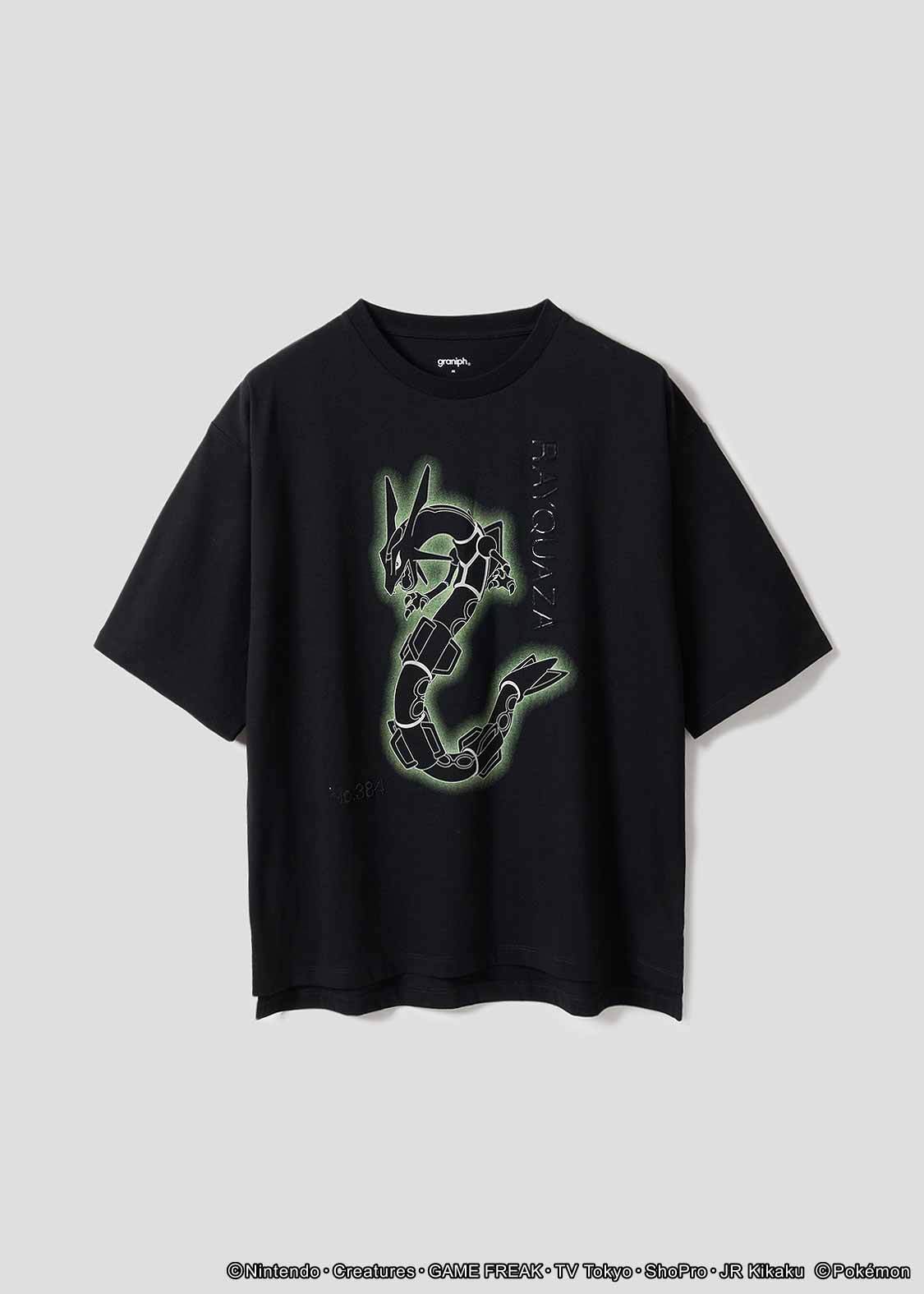 Pokemon Pocket Monsters Rayquaza Big silhouette T-shirt Cotton Black Graniph New gallery