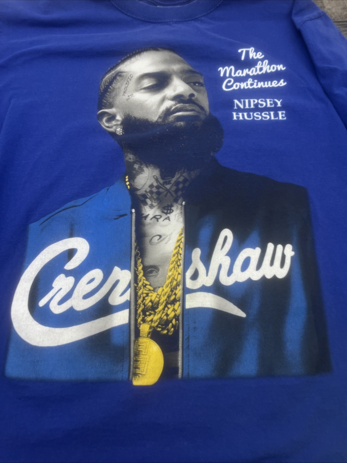 Blue Shaka Wear Nipsey Hussle Crenshaw Marathon Continues Blue T-Shirt 2XL gallery
