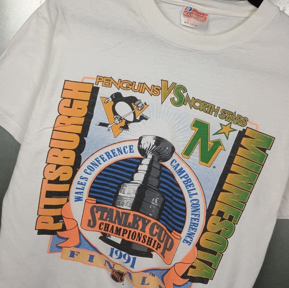 Pittsburgh Penguins Vintage 90s NHL Stanley Cup Shirt Medium North Stars Hockey gallery
