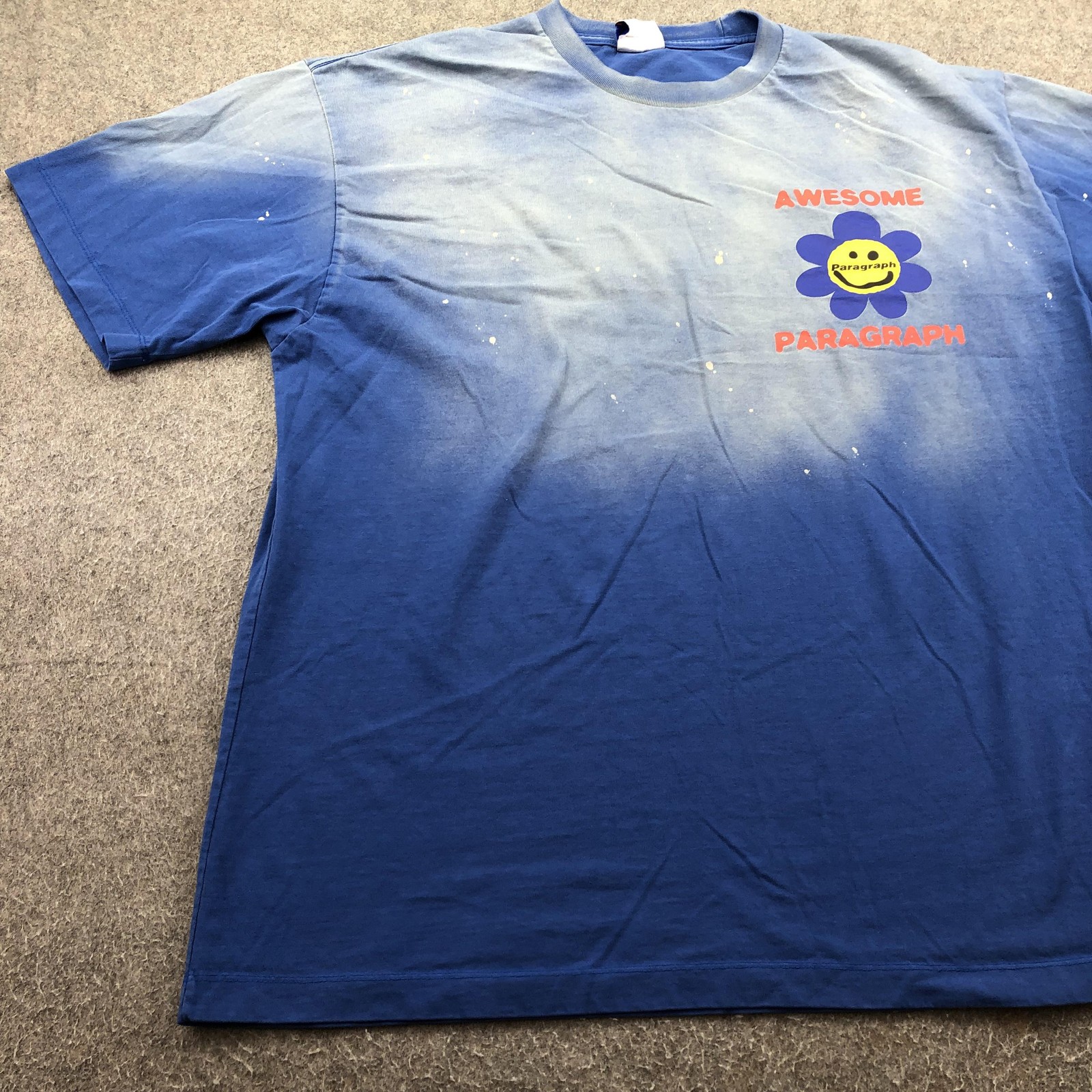 Paragraph Shirt Mens XL Blue Awesome Smiley Flower Double Sided Japan Faded gallery