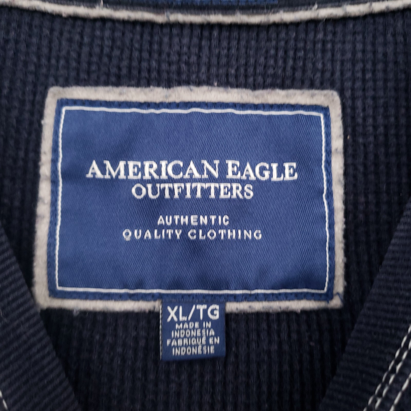 American Eagle T Shirt Mens XL Blue Vintage Fit Waffle Knit Thermal Long Sleeve gallery