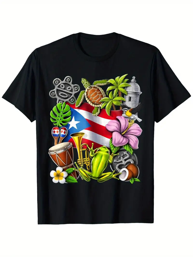 Puerto Rico Boricua Coqui Frog Taino Sun Puerto Rican Flag T-Shirt