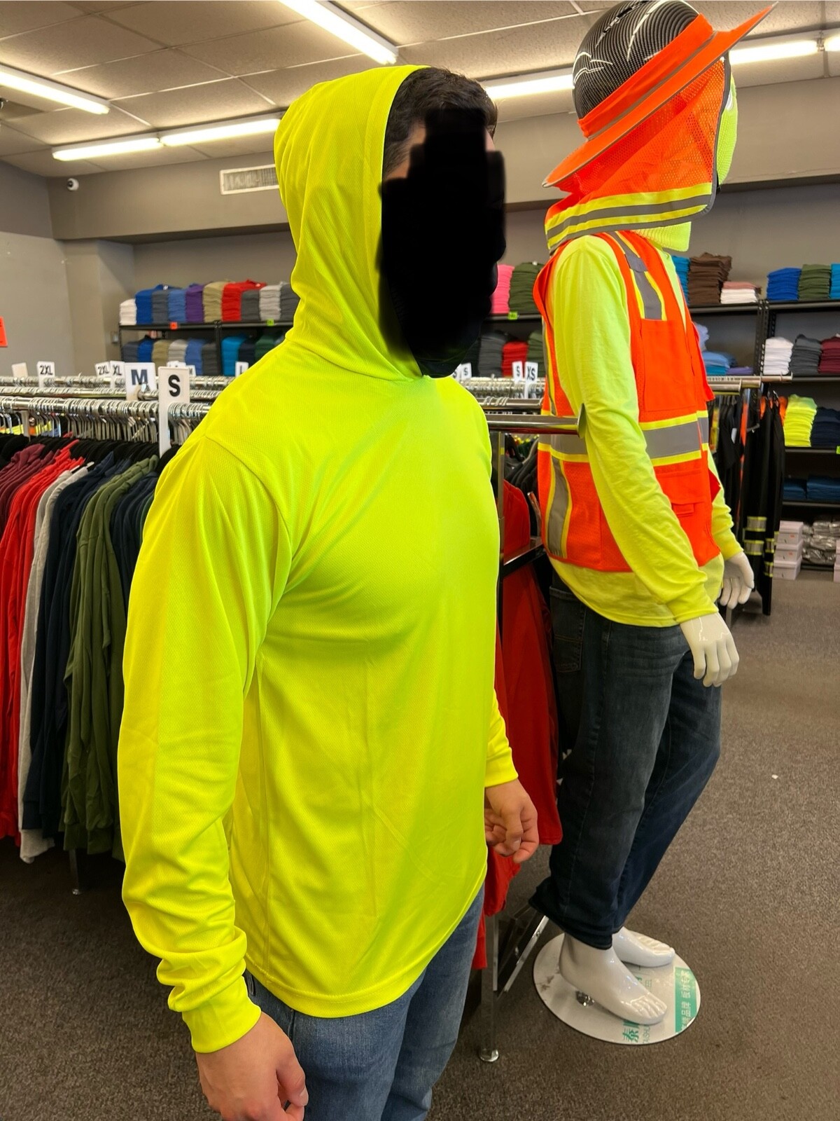 hoodie long sleeve t shirt 100% polyester for UV protection great for work gallery
