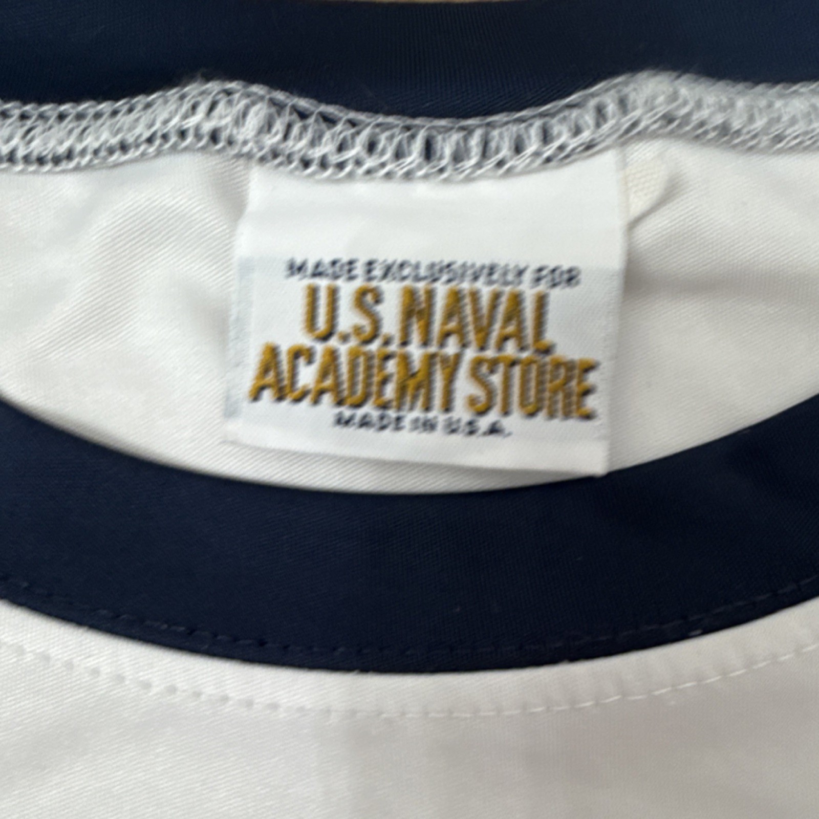 U.S. Naval Academy White Ringer T-shirt Navy Crest Militaria Made in USA size xs gallery