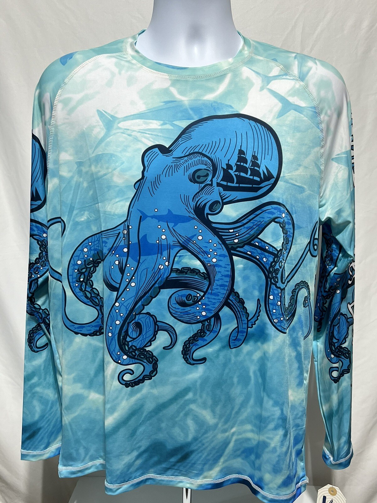 Mens UPF 50 Sun Protection Swim Shirt Long Sleeve Size M Gulf Shores Beach FL gallery