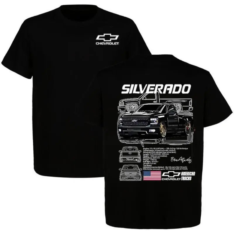 Chevy Truck Graphic Tee, Chevrolet Silverado T-Shirt, 2 Sided, American Muscle
