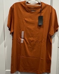 Armani Exchange Men’s Orange Solid Logo Short Sleeve Crew Neck T-Shirt Size L