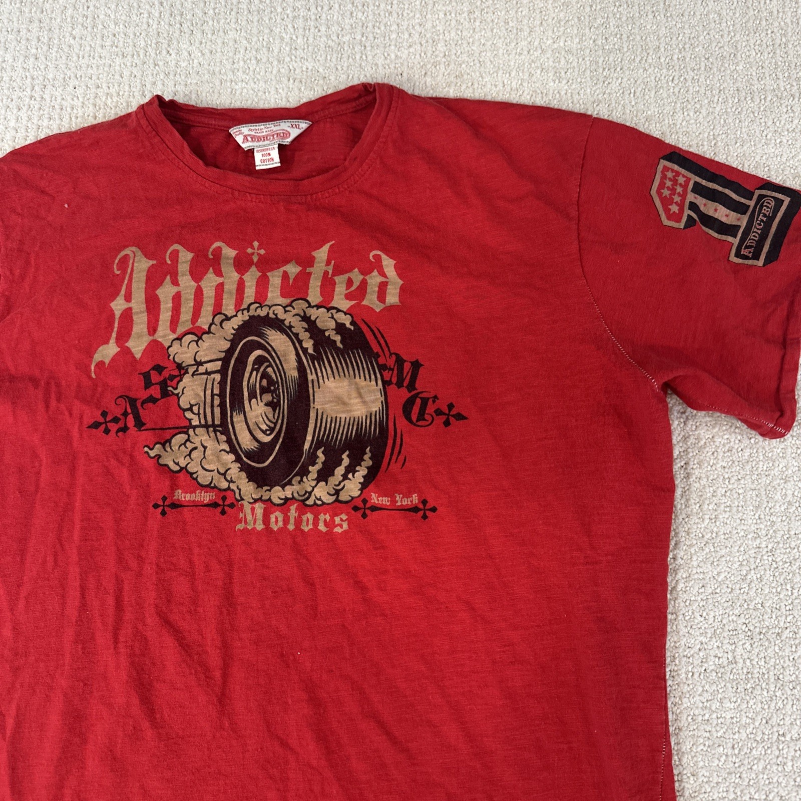 Addicted Soul 100% Cottonems Racing T-Shirt W/ Pin. Red Xl-2XLG Read Description