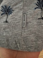 Ted Baker London Embroidered Palm Tree T Shirt 6 NWOT Gray Mens AOP All Over AOP