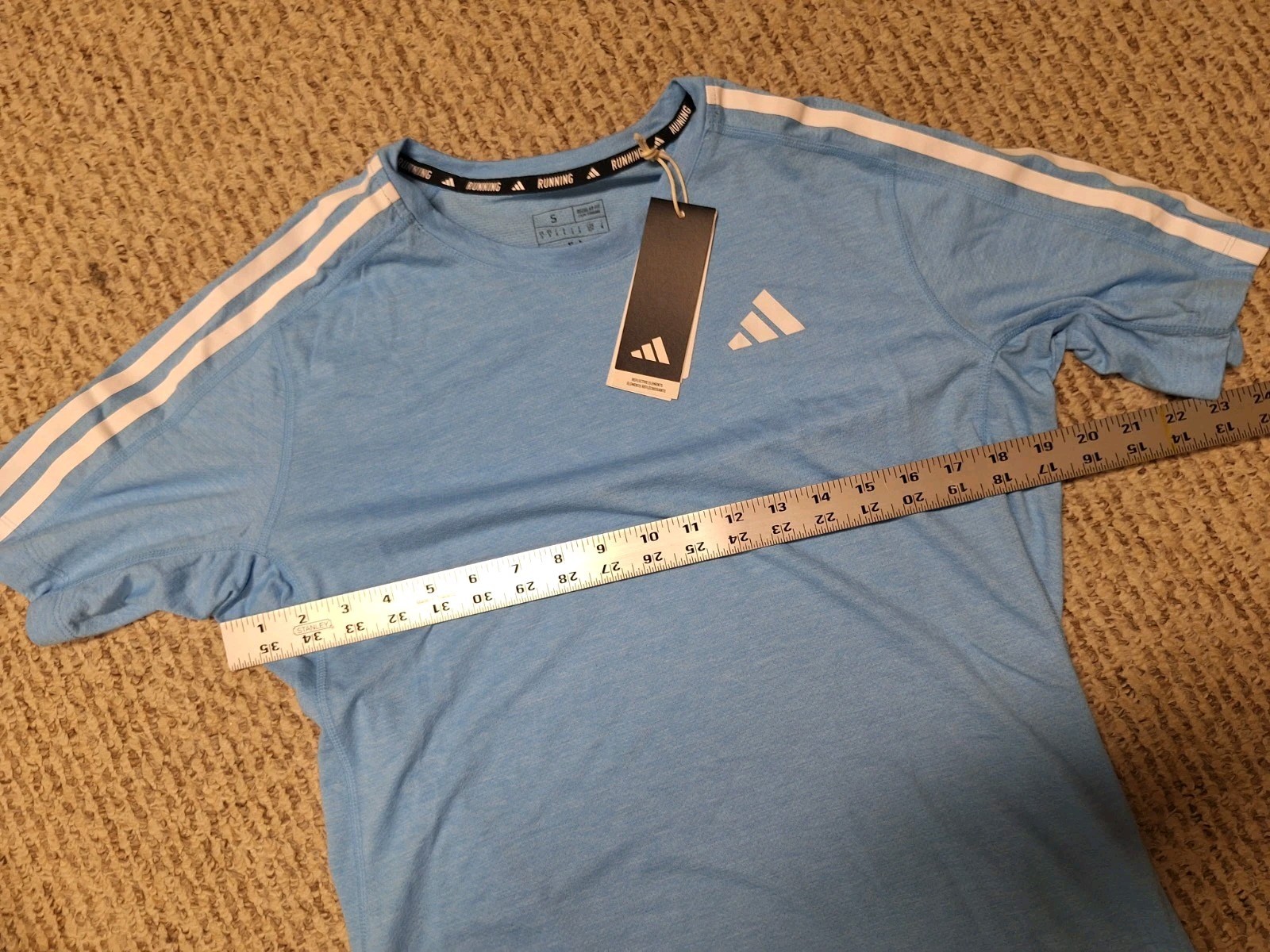 Adidas M Men's Blue T-Shirt Three Stripes Logo Short Sleeve Sports Classic gallery