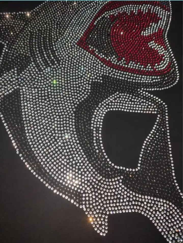 New Men Fashion Diamond Shark Rhinestones Luxury Black White T-Shirt gallery