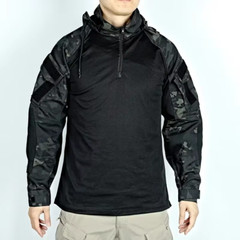Tactical Combat Shirts Men Long Sleeve Breathable T-Shirt Camo Hooded Quick-Dry