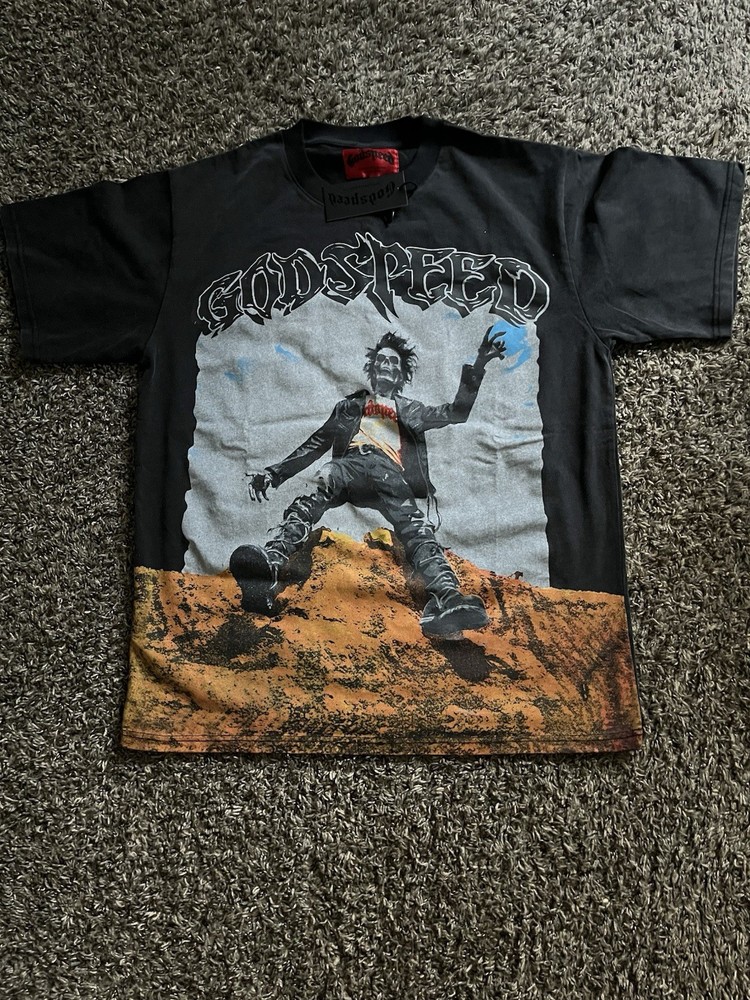 Godspeed Men’s Black “GODSPEED” Graphic Print Crew Neck Short Sleeve T-Shirt L