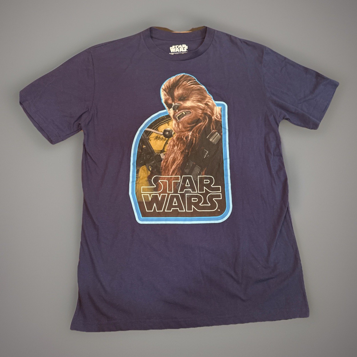 Star Wars T Shirt Mens Size Med Chewbacca Chewie Blue Cotton Blend T-Shirt EUC